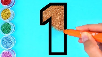 Glitter Number 1 to 10 coloring pages | Learn colors & Learn numbers for kids