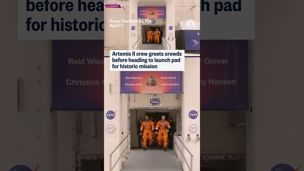 Artemis II crew greets crowds before heading to launch pad for historic mission