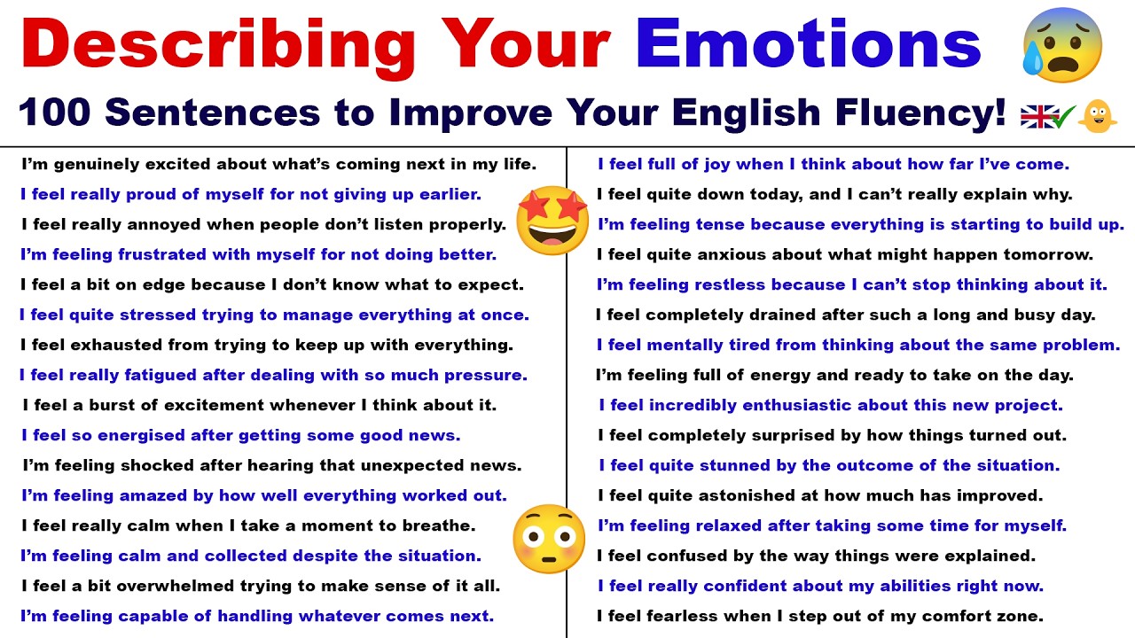 Describing Your Emotions: 100 Sentences to Improve Your English Fluency ...