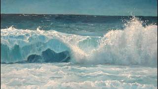 Realistic Ocean Wave Oil Painting on a Wood Panel