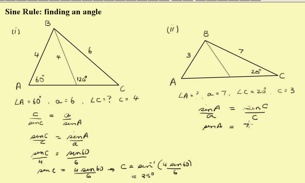 The Sine Rule finding the angle (ambiguous case) - YouTube