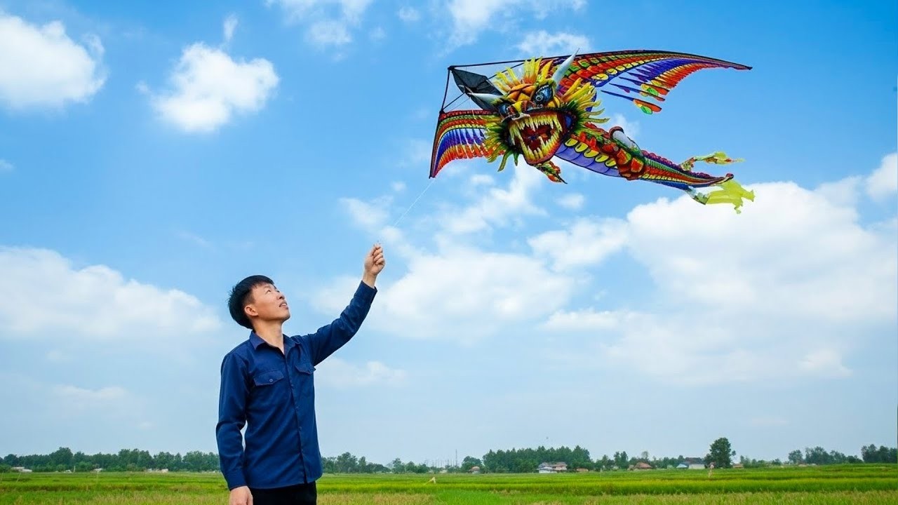 🐉🪁Making a Dragon Kite and Flying Back to Childhood Memories