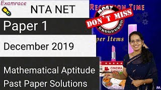 Mathematical Reasoning: NTA NET Paper 1 December 2019 (Past Paper Solutions) | June 2020