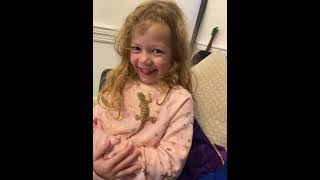 Hadley gets to hold Brody’s Baby Bearded Dragon for the first time!