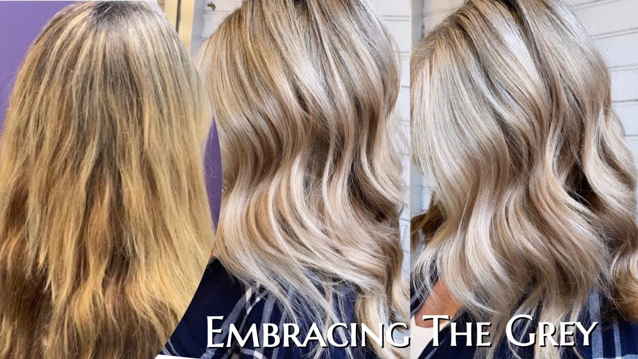 EMBRACING THE GREY | Foiling & Toning The Hair To Blend With Her Natural  Grey - YouTube