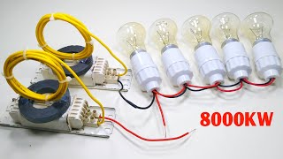 How To Make 8000KW 220V Electric Energy Generator From Big Coper Wire Magnet Ballast Electricity