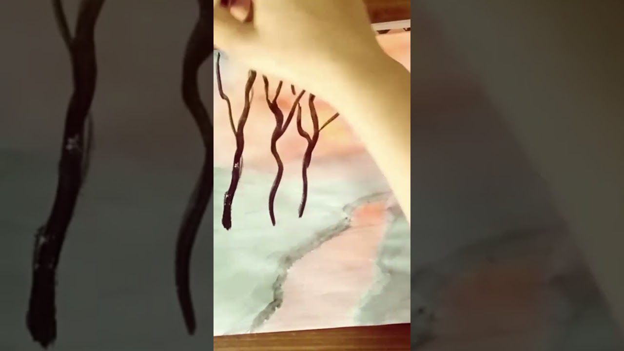 acrylic snow  painting  | winter  easy drawing | alpine tracing arts 