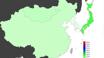 East Asia - Age Dependency Ratio, Old - Time Lapse