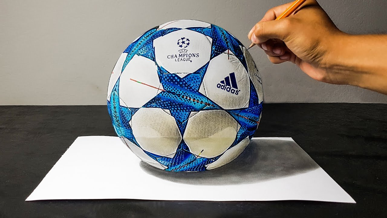 3d Drawing Uefa Champins League Mach Ball Art Cyo