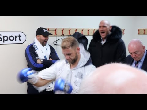 TYSON FURY MOTIVATING BILLY JOE SAUNDERS IN DRESSING ROOM BEFORE WORLD TITLE WIN