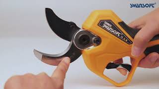 けが防止機能付き! 40mm電動剪定バサミ 【SWANSOFT PRU40-Yellow
