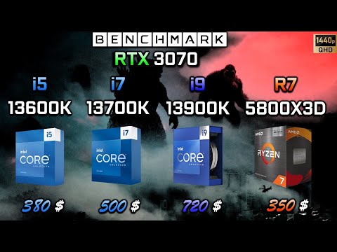 Intel i5 13600K  vs i7 13700K vs  i9 13900K vs Ryzen 7 5800X3D / Test in 7 Games / 1440p /  RTX 3070
