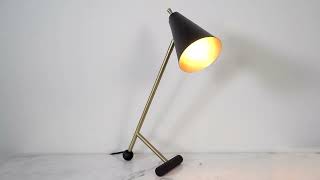 Theo Desk Lamp: Black & Antique Brass | Adjustable Head | Lamp Genius