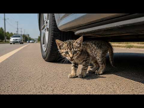 Abandoned Kitten Found Under a Car Tire on a Busy Road ...