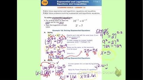 Alg2C Lesson 7:5 part 1 "Solving Exponential & Logarithmic Equations"