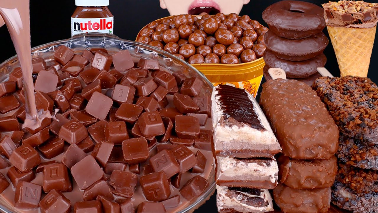 ASMR ABC CHOCOLATE MALTESERS ICE CREAM NUTELLA DESSERT MUKBANG 초콜릿 먹방 チョコレートアイスクリーム 咀嚼音EATING SOUNDS