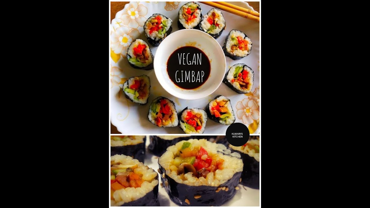 How to Make Veg Gimbap/Kimbap at Home II Sushi Rolls