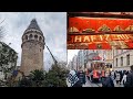 Historic galata tower istanbul  amzing walk in famous istiklal street and baklava of hafiz mustafa