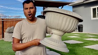 COMO HACER MACETA DE CONCRETO ELEGANTE.    how to made concrete pot in minutes