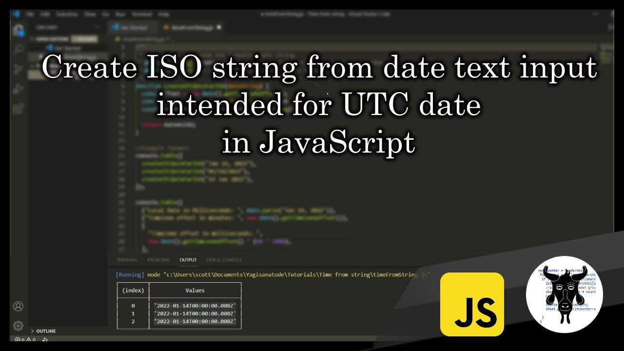 Create a ISO String from date text input intended for UTC date in JavaScript  - YouTube