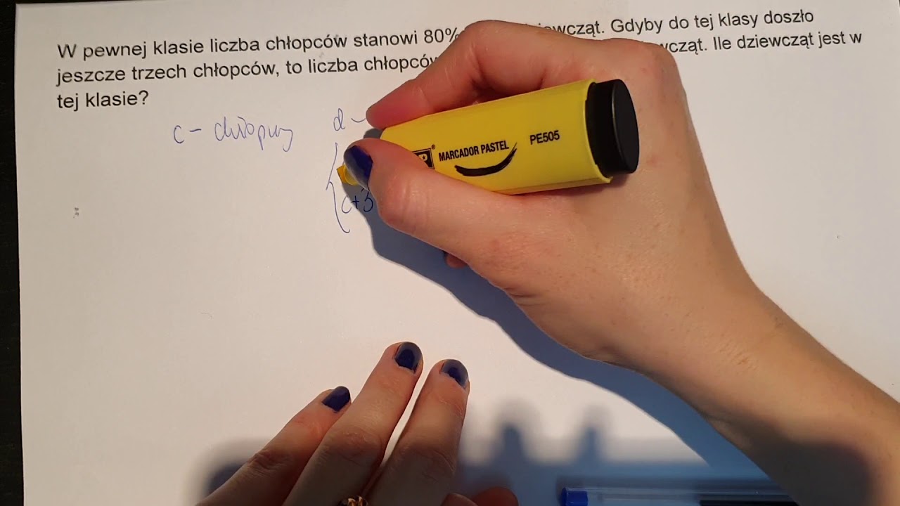 W Pewnej Klasie Liczba Chłopców Stanowi 80 W pewnej klasie liczba chłopców stanowi 80% liczby dziewcząt. Egzamin