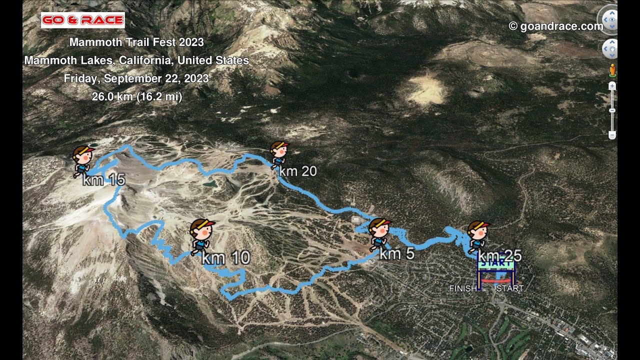 Mammoth Trail Fest 2023: fly over the 26 km 3D course map! OLD VERSION, SEE THE NOTES