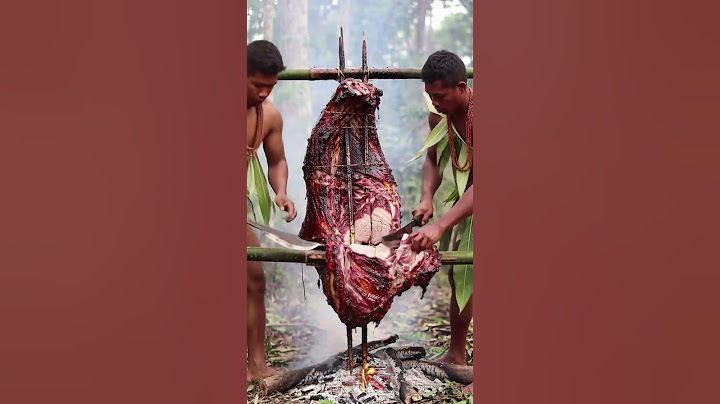 Tribe Man Grilling a HUGE Buffalo Meat! #outdoorcooking #food #asianvillagecooking