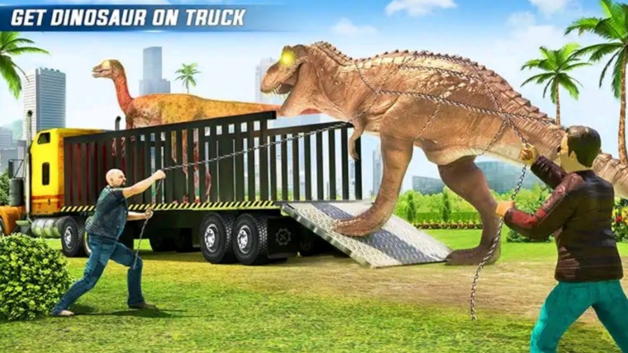 Transport dinosaur in wild animal zoo transport truck to angry dinosaur games.