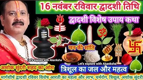 16 नवंबर रविवार द्वादशी तिथि | विशेष उपाय त्रिशु एल,आरती,  रोग, शिवजी का जल,अशोक सुंदरी मन की शांति