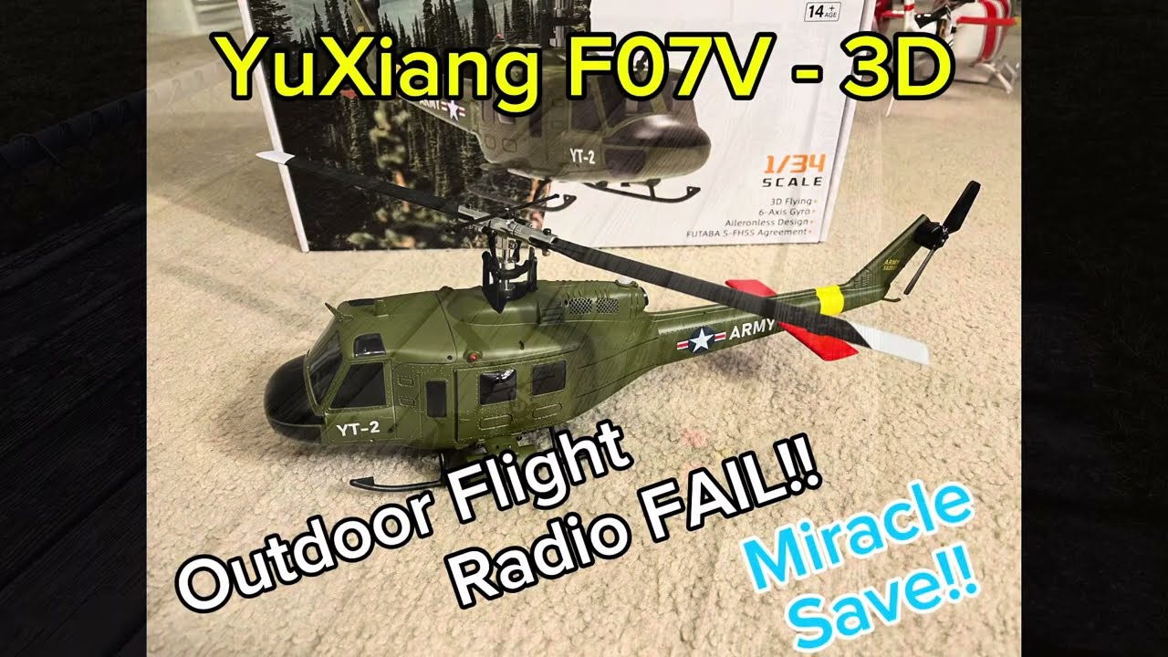 YuXiang F07V - 3D: Flight performance, transmitter FAIL and Crash landing !!