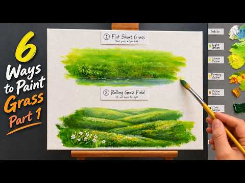 How to Paint 6 Beautiful Grass Styles with Acrylic | Easy Beginner Tutorial