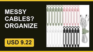 Cable Clips Organizer 24Pc Silicone Cord Management