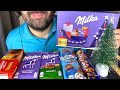 ASMR MILKA CHOCOLATE CHRISTMAS BOX 2025 (EATING CHOCOLATE BARS, BISCUITS, CUPCAKES BARNI) MUKBANG