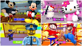 4 in 1 Barry's Prison Run Obby - Roblox !Mickey Mouse, Hello Kitty, Lego and Super Mario!