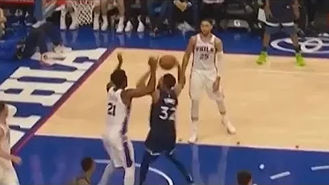 Joel Embiid Destroys Karl Anthony Towns with Amazing Block!