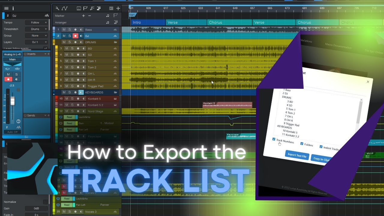 How to Export the Track List in PreSonus Studio One YouTube