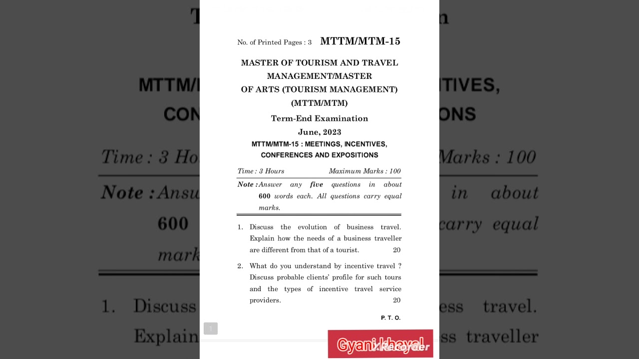 MTTM/MTM-15  JUNE-2023  QUESTION PAPER IGNOU