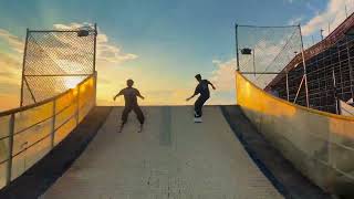 JFDryski: Skier & Snowboarder Sync Backflips at Dry Ski Jump | Action Sports Stunt
