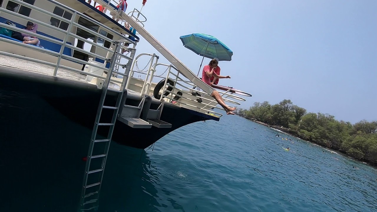 Racing down the slides with Fair Wind Cruises, Kona, The Big Island, Hawaii