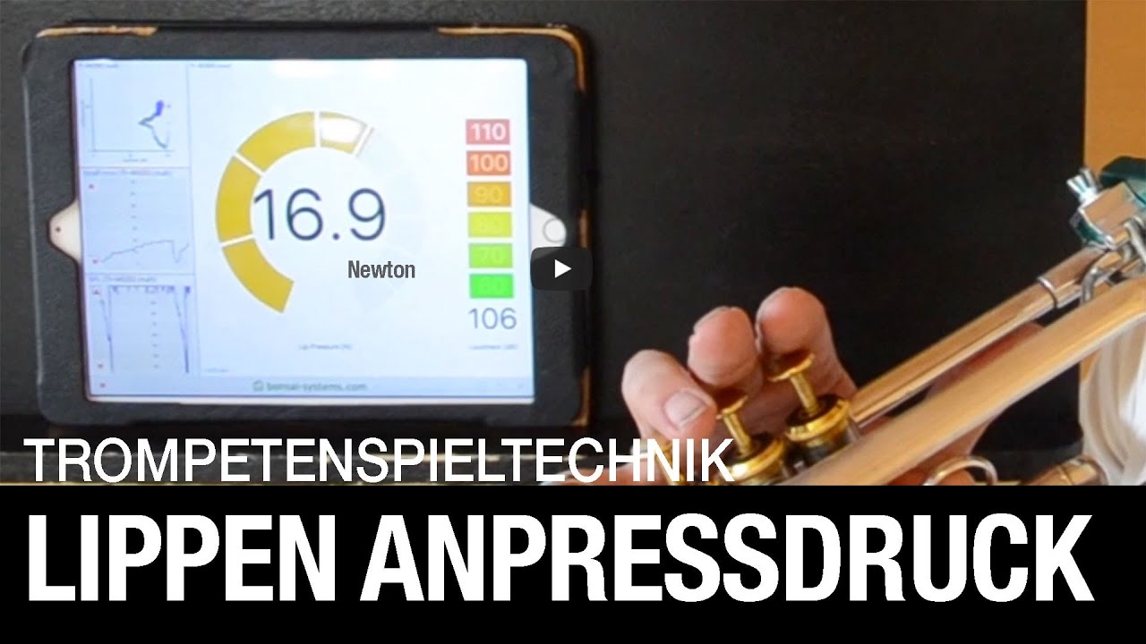 Mouthpiece Lip Pressure during Trumpet Playing QuantiForce Brass