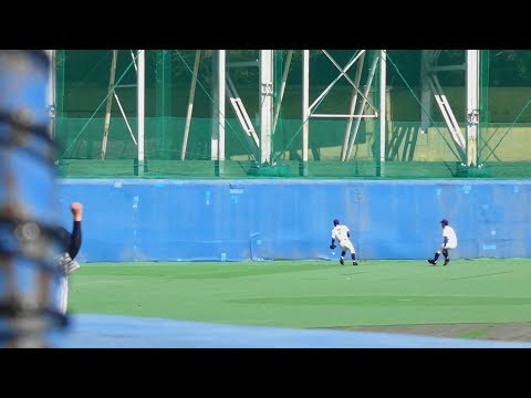 滑らかなクッションボール処理 関東第一 レフト藤田七五斗 2019年10月26日(土)秋季東京都高校野球大会[3回戦帝京高校戦]