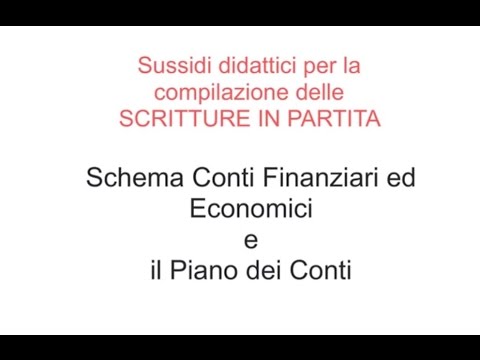 Esempi Scritture PD - 00- Sussidi didattici, Conti Finanziari ed Economici e Piano dei Conti