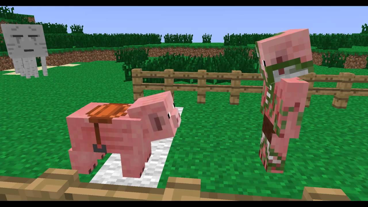 Pig Minecraft Ride Monster School Pig Riding Minecraft Animation - YouTube
