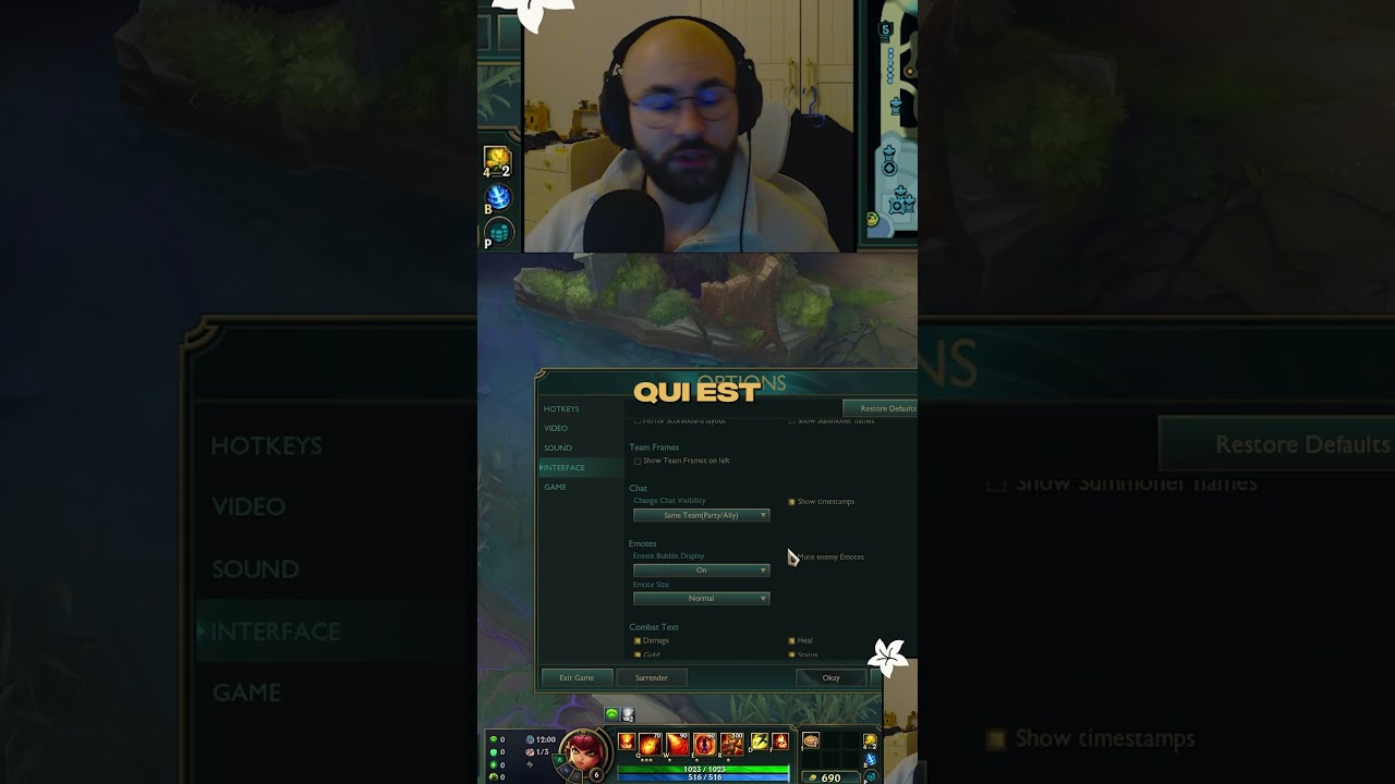 Mute les emotes et le chat all 