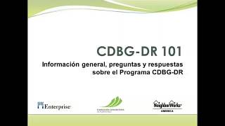 CDBG-DR 101 para Puerto Rico CDBG-DR 101 para Puerto Rico