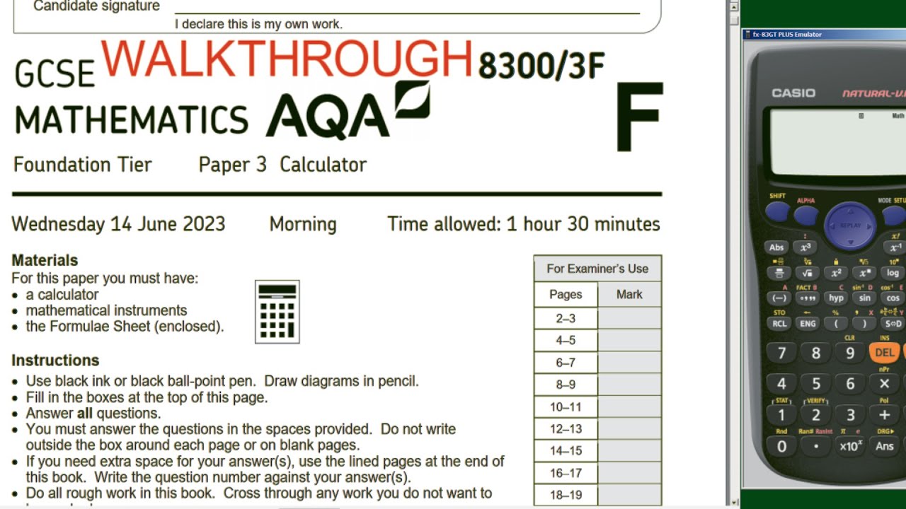 AQA GCSE Maths June 2023 Foundation Exam Paper 3 Walkthrough