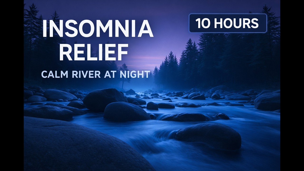 Insomnia Relief • Calm Forest River Sound at Night • 10 Hours