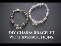DIY Beaded Charm bracelet with crimp bead, clasp & wire - step by step instructions