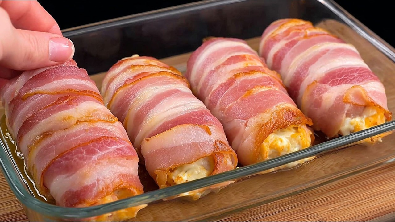 Этот рецепт вас поразит! Хрустящие куриные рулеты в беконе за 10 минут!