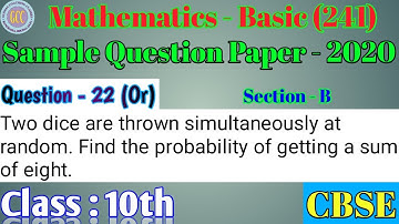 Two dice are thrown simultaneously at random. Find the probability of getting a sum of eight.